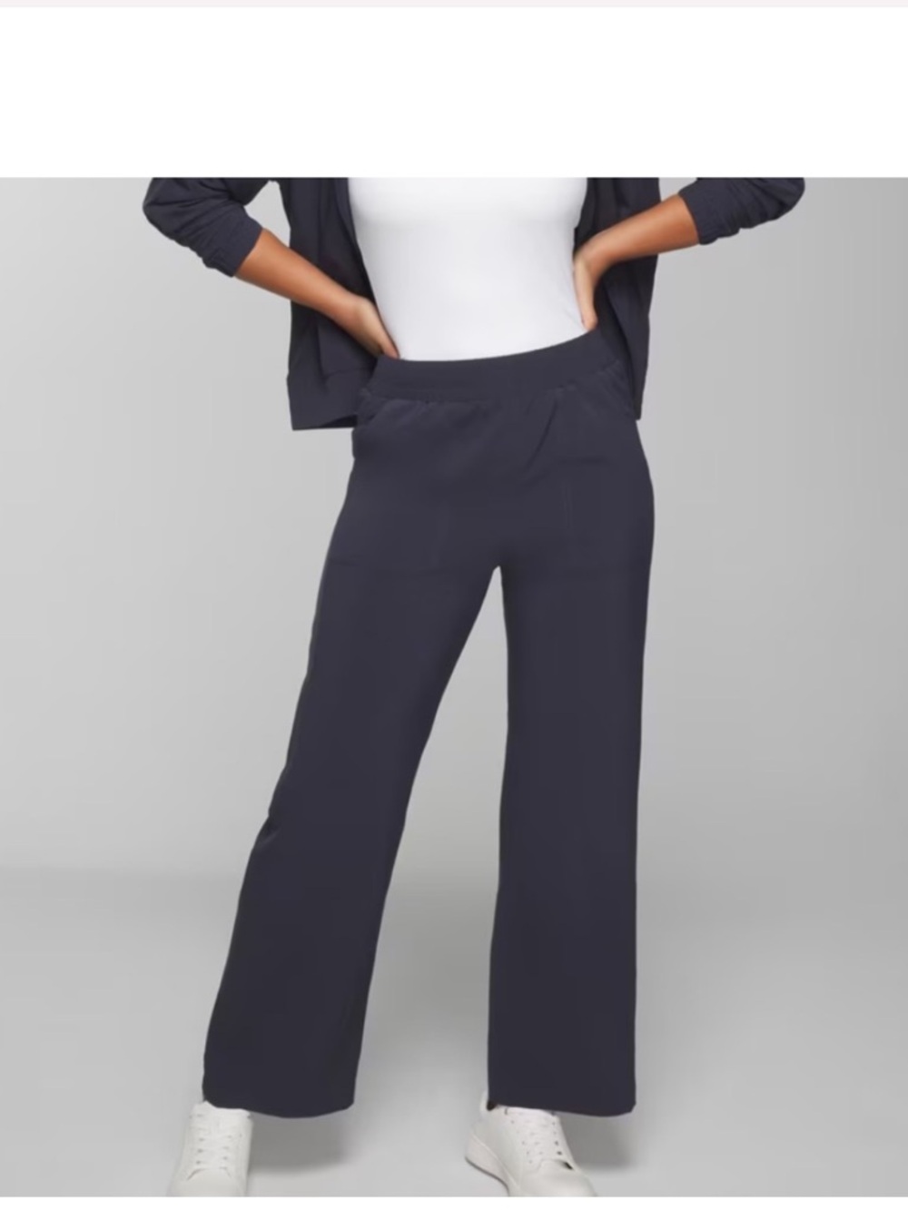 Soma Everstretch Blue Elastic Waist Pull-On relaxed wide leg pants, size small